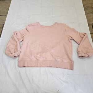 Time and Tru Women's Pink Balloon Sleeve Crop Sweatshirt Top Size L (12-14)